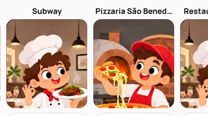 Lista de locais próximos no NOXA