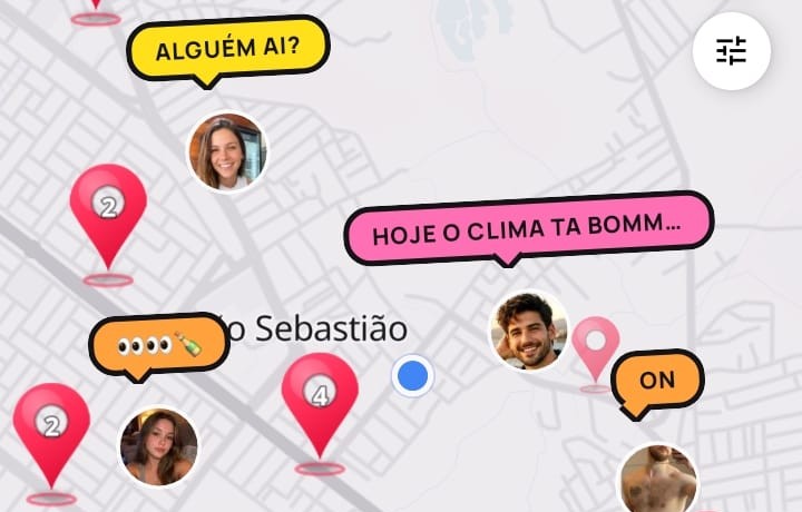 Pessoas e momentos compartilhados no mapa